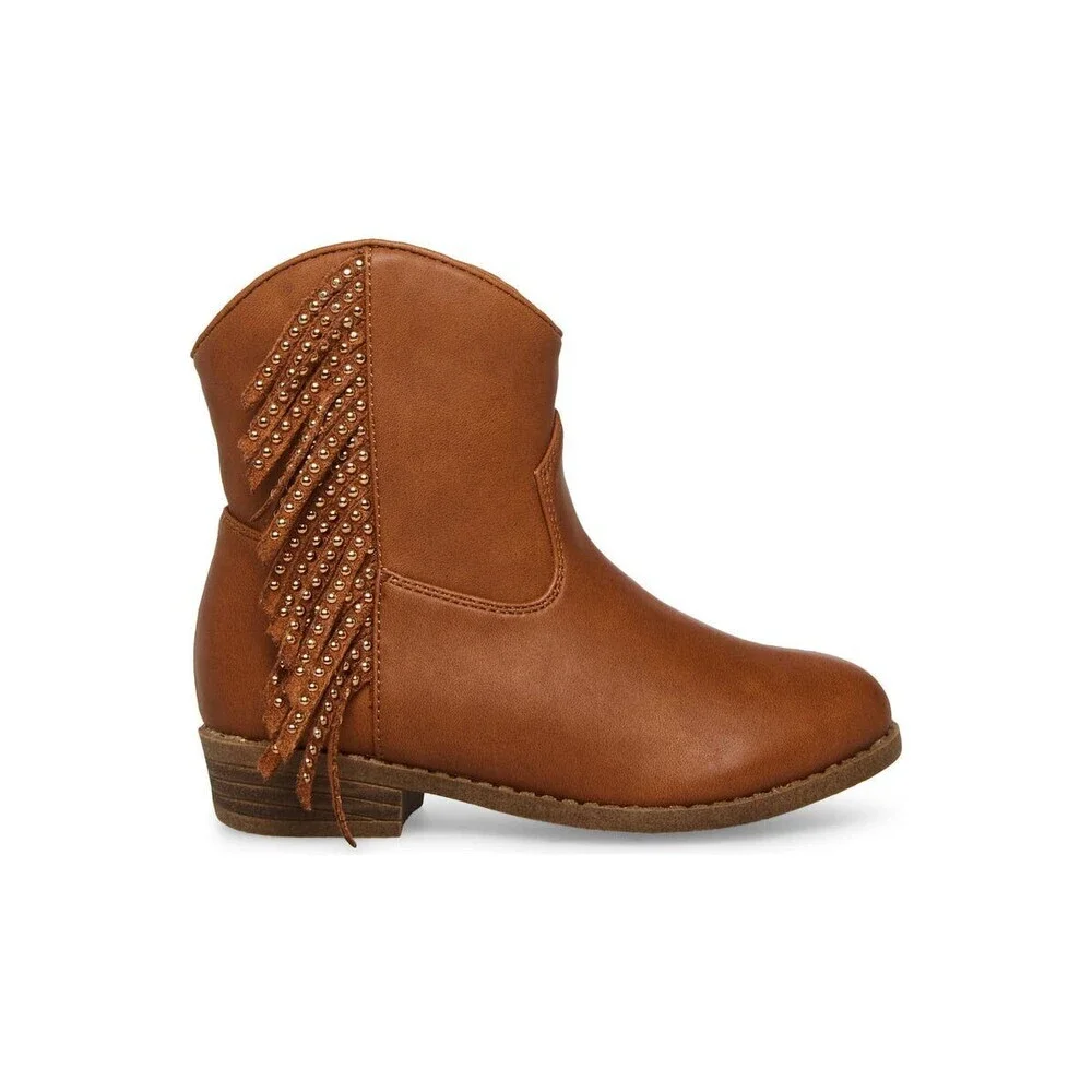 Steve Madden Willaa Western Boots Kids US 10 Brown Leather Fringe Bootie ZPO3455